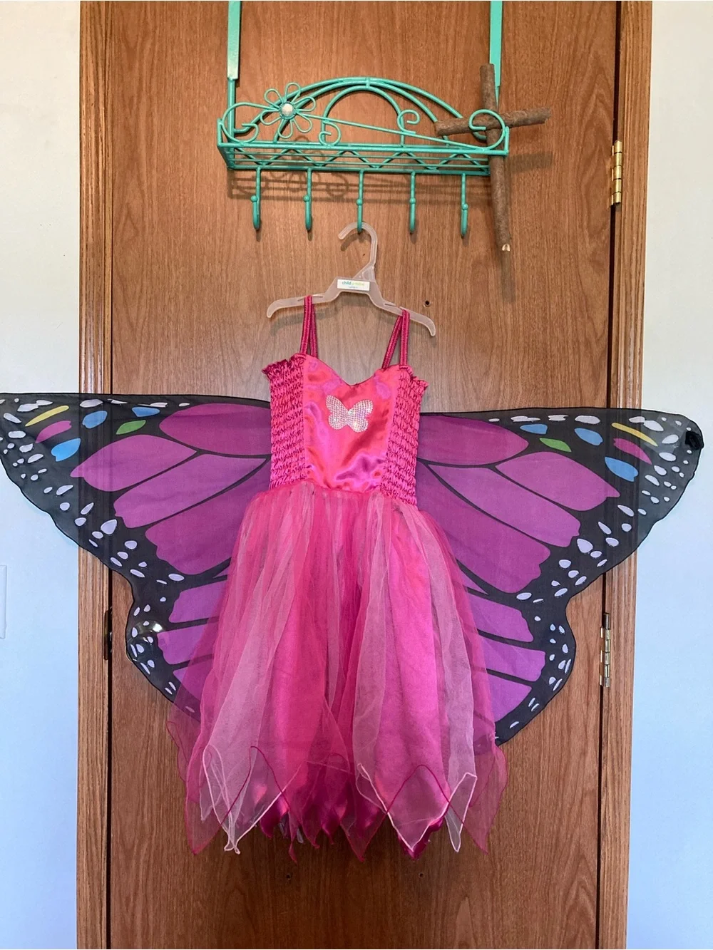 Pink Butterfly Fairy Girls Costume Dress with Wings